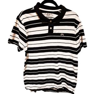 American Rag Black White Striped Polo Shirt Men’s Extra Large Cotton Logo
